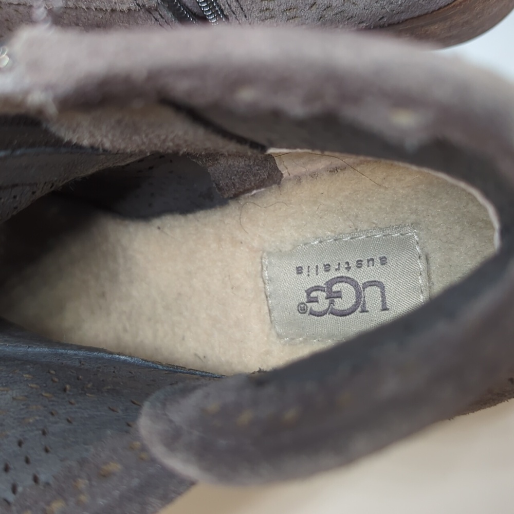 UGG Side Zip Gray Suede Boots Size 8 - Picture 11 of 16